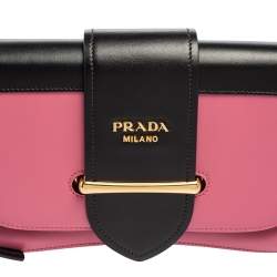 Prada Pink/Black Leather Sidonie Shoulder Bag