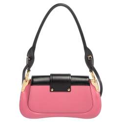 Prada Pink/Black Leather Sidonie Shoulder Bag