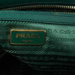 Pre Owned Prada Green Saffiano Leather Small Double Zip Tote