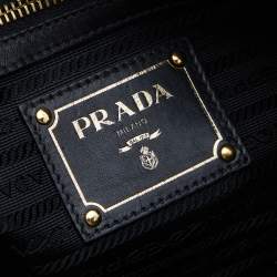 Pre Owned Prada Black Leather Antique Large Bow Zip Clutch
