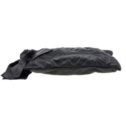 Pre Owned Prada Black Leather Antique Large Bow Zip Clutch