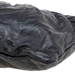 Pre Owned Prada Black Leather Antique Large Bow Zip Clutch