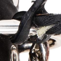 Pre Owned Prada Black Nylon and Leather Grommet Flap Chain Shoulder Bag