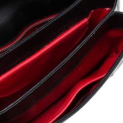 Pre Owned Prada Black Nylon and Leather Grommet Flap Chain Shoulder Bag