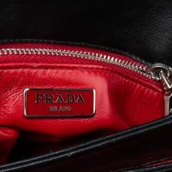 Pre Owned Prada Black Nylon and Leather Grommet Flap Chain Shoulder Bag