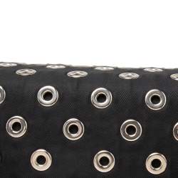 Pre Owned Prada Black Nylon and Leather Grommet Flap Chain Shoulder Bag