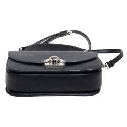 Pre Owned Prada Black Saffiano Leather Flap Top Handle Bag