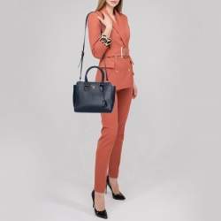 Pre Owned Prada Navy Blue Saffiano Lux Leather Tote