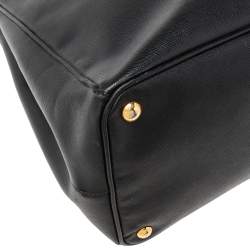 Pre Owned Prada Black Saffiano Leather Large Galleria Double Zip Tote