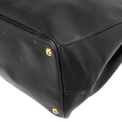Pre Owned Prada Black Saffiano Leather Large Galleria Double Zip Tote