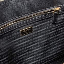 Pre Owned Prada Black Saffiano Leather Large Galleria Double Zip Tote