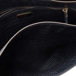 Pre Owned Prada Black Saffiano Leather Large Galleria Double Zip Tote