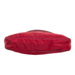 Pre Owned Prada Red Nylon Logo Pochette Bag
