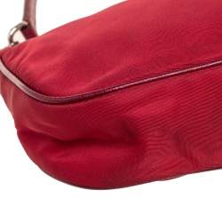 Pre Owned Prada Red Nylon Logo Pochette Bag