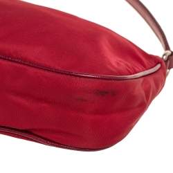 Pre Owned Prada Red Nylon Logo Pochette Bag