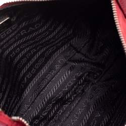 Pre Owned Prada Red Nylon Logo Pochette Bag