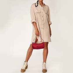 Pre Owned Prada Red Nylon Logo Pochette Bag