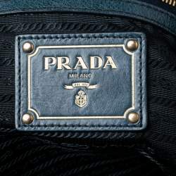 Pre Owned Prada Blue Vitello Shine Leather Tote