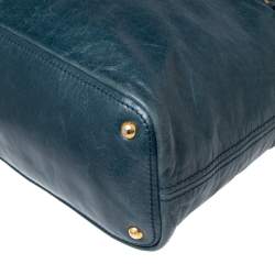 Pre Owned Prada Blue Vitello Shine Leather Tote