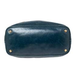 Pre Owned Prada Blue Vitello Shine Leather Tote