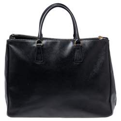 Pre Owned Prada Black Saffiano Leather Large Galleria Double Zip Tote