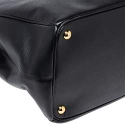 Pre Owned Prada Black Saffiano Leather Large Galleria Double Zip Tote