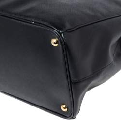 Pre Owned Prada Black Saffiano Leather Large Galleria Double Zip Tote