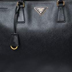 Pre Owned Prada Black Saffiano Leather Large Galleria Double Zip Tote