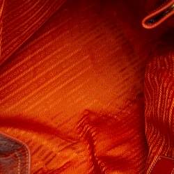 Pre Owned Prada Orange Patent Leather Large Shopping Tote