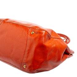 Pre Owned Prada Orange Patent Leather Large Shopping Tote