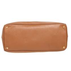 Pre Owned Prada Light Brown Saffiano Leather Large Galleria Double Zip Tote