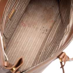 Pre Owned Prada Light Brown Saffiano Leather Large Galleria Double Zip Tote