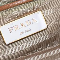 Pre Owned Prada Light Brown Saffiano Leather Large Galleria Double Zip Tote