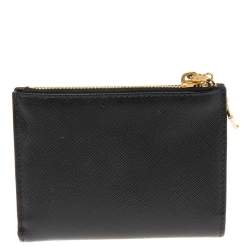 Pre Owned Prada Black Saffiano Lux Leather Bifold Compact Wallet