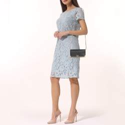 Pre Owned Prada Black Saffiano Leather Cahier Wallet on Chain