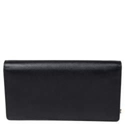 Pre Owned Prada Black Saffiano Leather Cahier Wallet on Chain
