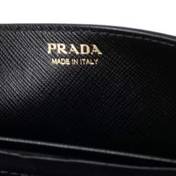 Pre Owned Prada Black Saffiano Leather Cahier Wallet on Chain