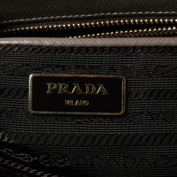 Pre Owned Prada Grey Saffiano Lux Leather Large Double Zip Tote