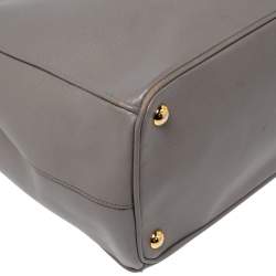 Pre Owned Prada Grey Saffiano Lux Leather Large Double Zip Tote