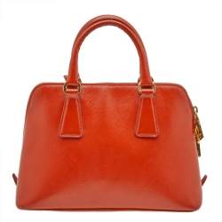 Pre Owned Prada Orange Saffiano Leather Small Promenade Satchel