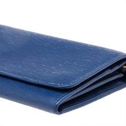 Pre Owned Prada Blue Vitello Move Leather Wallet on Chain