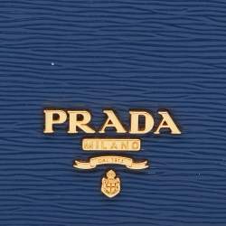Pre Owned Prada Blue Vitello Move Leather Wallet on Chain