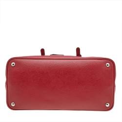 Pre Owned Prada Red Saffiano Cuir Leather Medium Double Handle Tote