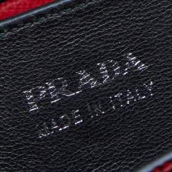 Pre Owned Prada Red Saffiano Cuir Leather Medium Double Handle Tote