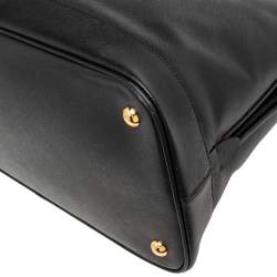 Pre Owned Prada Black Saffiano Lux Leather Open Promenade Satchel
