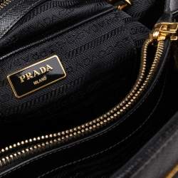 Pre Owned Prada Black Saffiano Lux Leather Open Promenade Satchel