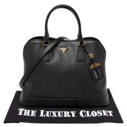 Pre Owned Prada Black Saffiano Lux Leather Open Promenade Satchel