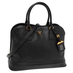Pre Owned Prada Black Saffiano Lux Leather Open Promenade Satchel