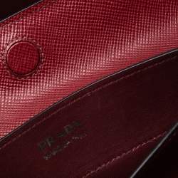 Pre Owned Prada Dark Red Saffiano Cuir Leather Large Double Handle Tote