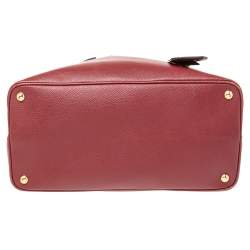 Pre Owned Prada Dark Red Saffiano Cuir Leather Large Double Handle Tote